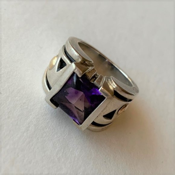 John Atencio Jewelry - John Atencio Amethyst Sterling Silver 18K Ring